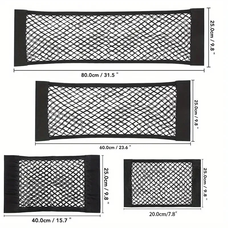 1pc Universal Car Storage Bag Double Mesh Trunk Storage Net Car Built-in Storage Bag with Car Fire Extinguisher Fixed Net