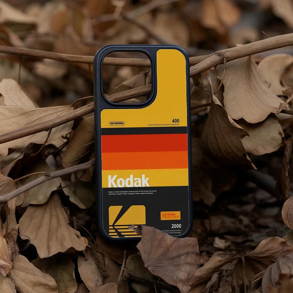 Kodaks Phone Case For iPhone 16 15 14 13 12 11 Pro Max Plus Black Frame Acrylic Carbon Fiber Hard Shell