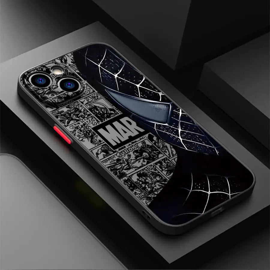 Cartoon Spider Man Case for iPhone 11 13 Mini XR X 14 16 Pro Max 12 15 Plus Matte Phone Cover