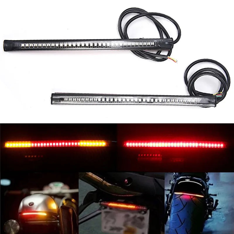 48 SMD LED Motorcycle Tail Light Strip, Brake Stop & Turn Signal Light for Motorbike Decoration & Safety Enhancement