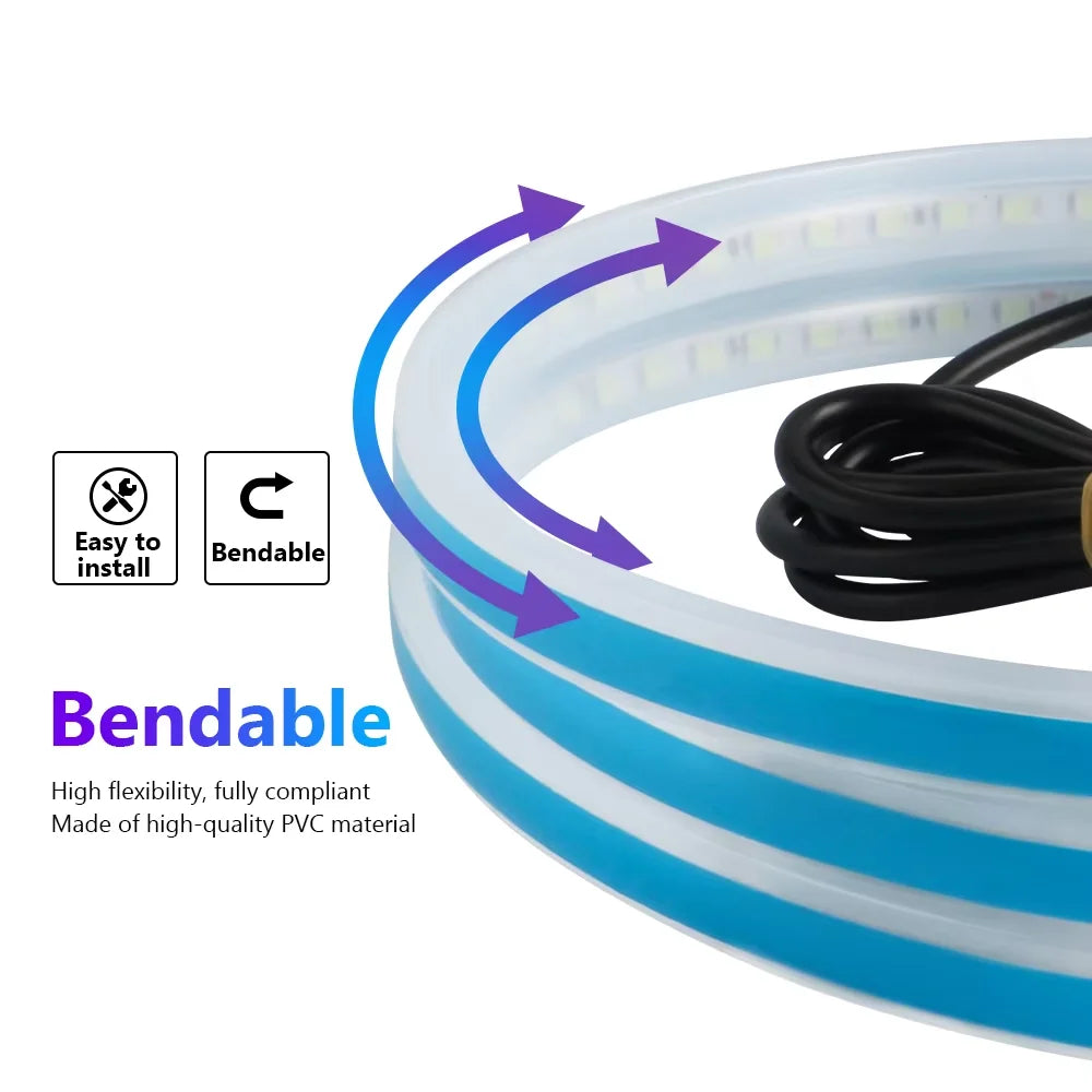 DRL Led Car Hood Light Strips Symphony Multicolors 108 LED APP Flexible Car Engine Cover Running Atmospere Light for SUV Ambient