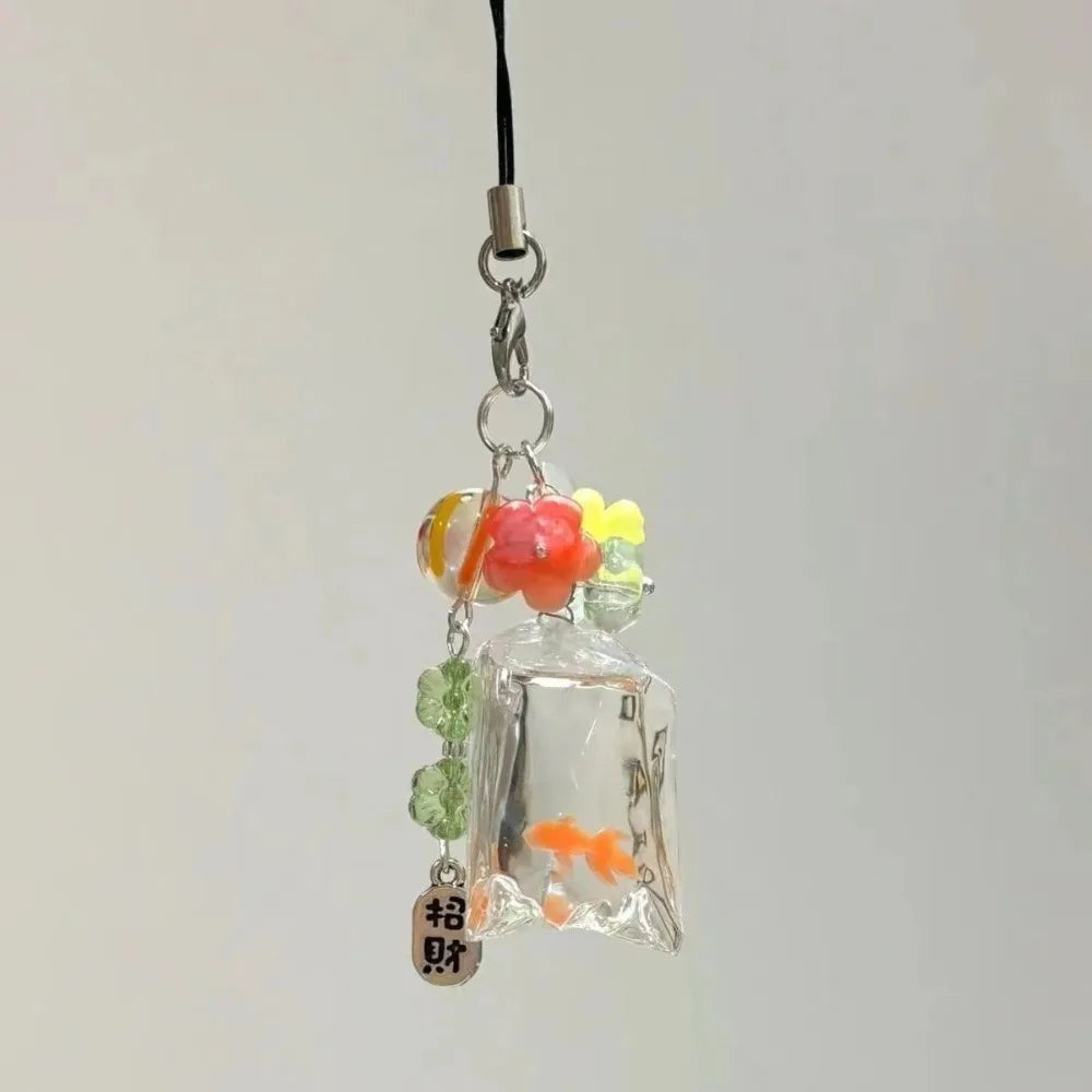 Fish Cute Phone Charms Pendant Lucky Cases for IPhone 15 CCD Camera Creative Bag Keychain Kawaii Gift Colorful