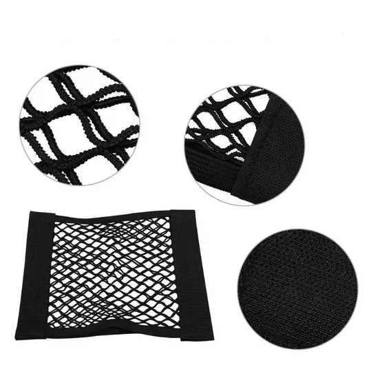 1pc Universal Car Storage Bag Double Mesh Trunk Storage Net Car Built-in Storage Bag with Car Fire Extinguisher Fixed Net