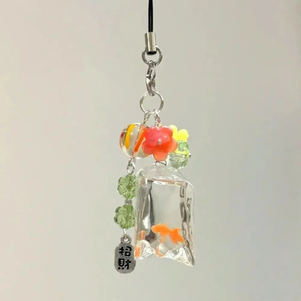 Fish Cute Phone Charms Pendant Lucky Cases for IPhone 15 CCD Camera Creative Bag Keychain Kawaii Gift Colorful